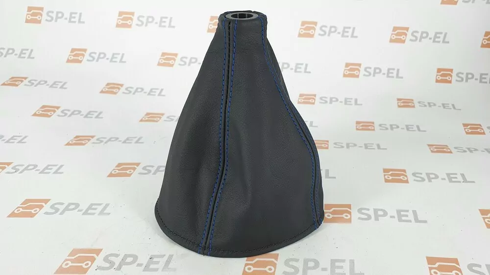 Manžeta řadicí páky Felicia - černá kůže, tmavě modrá nit