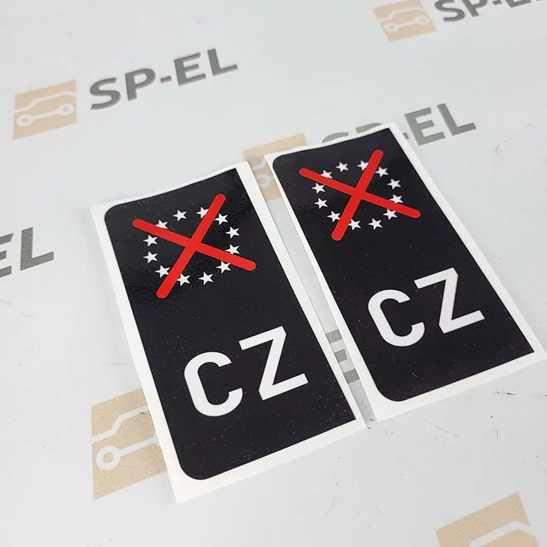 Srazová samolepka / Přelepka / Přelep na SPZ / RZ / registrační značku - No EU - černá - 2 ks pro auto, 1 ks pro moto