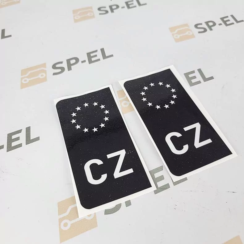 Srazová samolepka / Přelepka / Přelep na SPZ / RZ / registrační značku - EU - černá - 2 ks pro auto, 1 ks pro moto