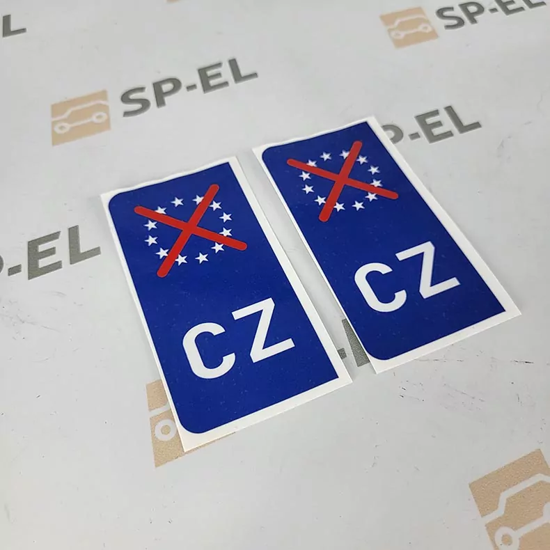 Srazová samolepka / Přelepka / Přelep na SPZ / RZ / registrační značku - No EU - 2 ks pro auto, 1 ks pro moto