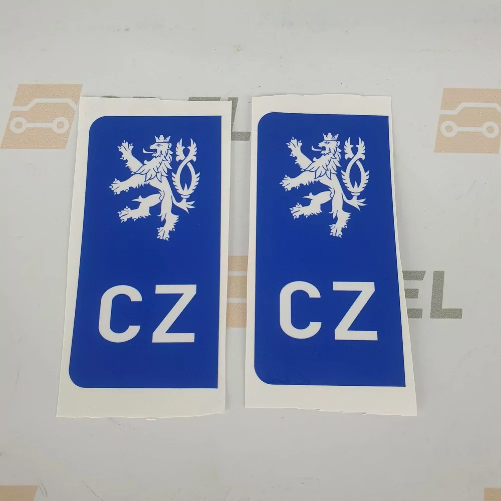 Srazová samolepka / Přelepka / Přelep na SPZ / RZ / registrační značku - Lev - modrá - 2 ks pro auto, 1 ks pro moto