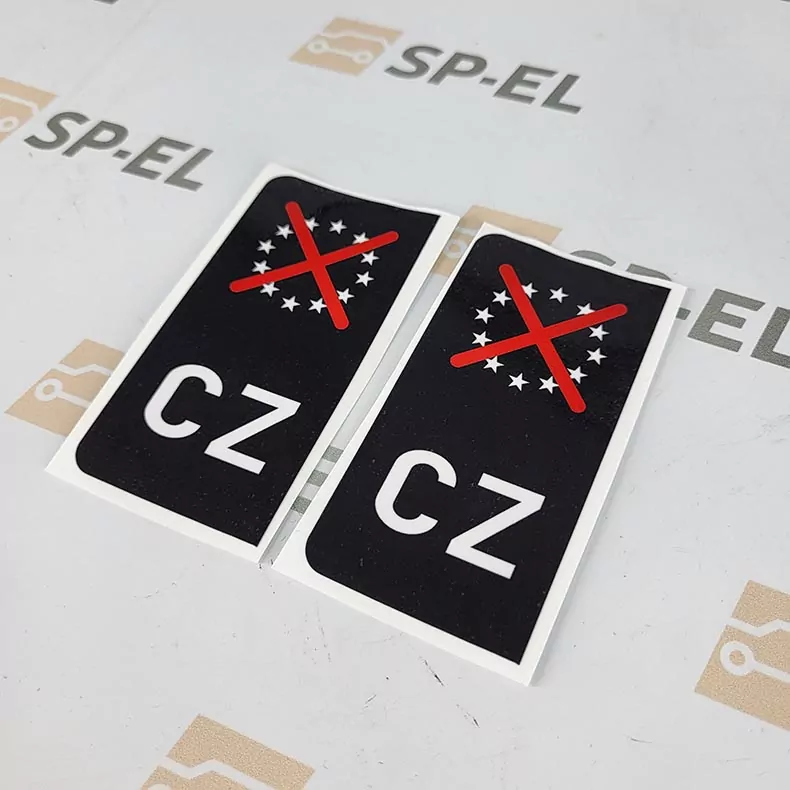 Srazová samolepka / Přelepka / Přelep na SPZ / RZ / registrační značku - No EU - černá - 2 ks pro auto, 1 ks pro moto