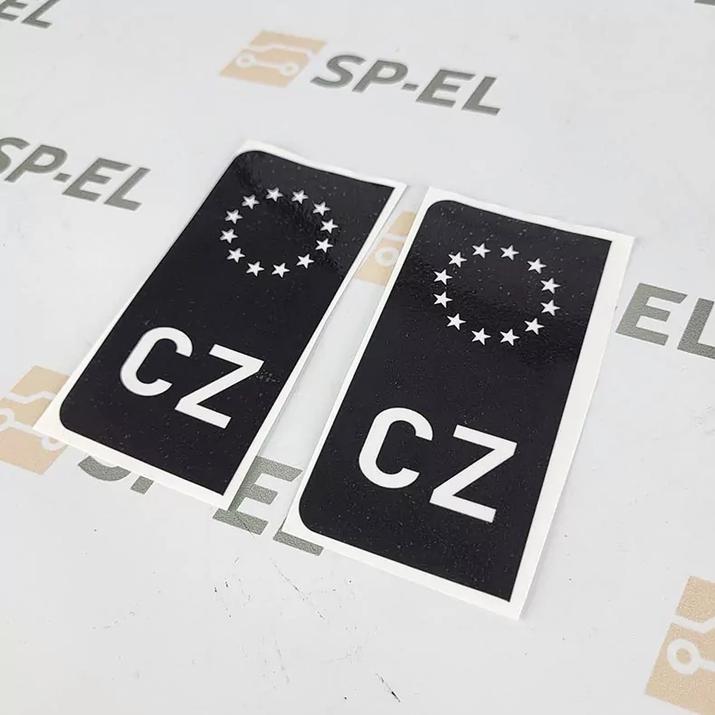 Srazová samolepka / Přelepka / Přelep na SPZ / RZ / registrační značku - EU - černá - 2 ks pro auto, 1 ks pro moto