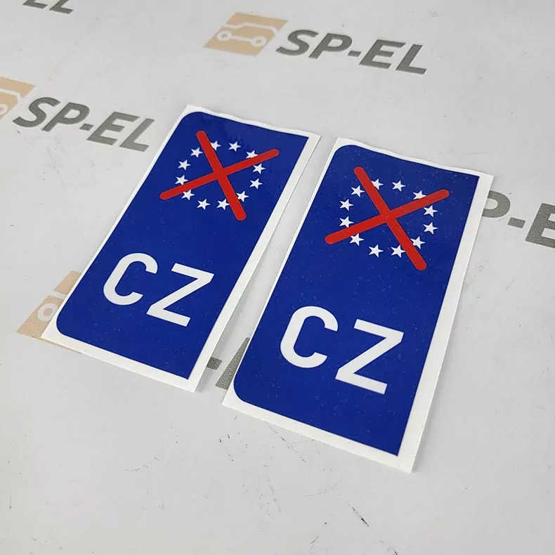 Srazová samolepka / Přelepka / Přelep na SPZ / RZ / registrační značku - No EU - 2 ks pro auto, 1 ks pro moto