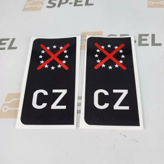 Srazová samolepka / Přelepka / Přelep na SPZ / RZ / registrační značku - No EU - černá - 2 ks pro auto, 1 ks pro moto