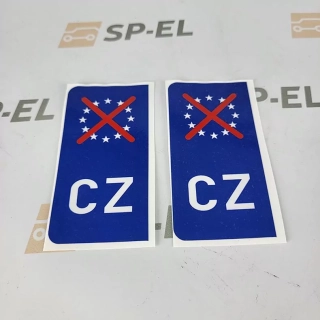 Srazová samolepka / Přelepka / Přelep na SPZ / RZ / registrační značku - No EU - 2 ks pro auto, 1 ks pro moto