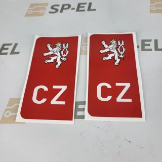 Srazová samolepka / Přelepka / Přelep na SPZ / RZ / registrační značku - Lev - červená - 2 ks pro auto, 1 ks pro moto