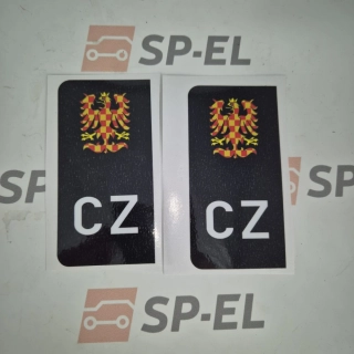 Srazová samolepka / Přelepka / Přelep na SPZ / RZ / registrační značku - Morava - zlatá orlice - černá - 2 ks pro auto, 1 ks pro moto