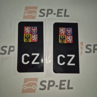 Srazová samolepka / Přelepka / Přelep na SPZ / RZ / registrační značku - státní znak - černá - 2 ks pro auto, 1 ks pro moto
